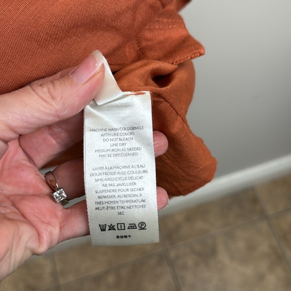 NEW MAEVE ANTHROPOLOGIE M brick orange linen mini dress - Picture 9 of 10